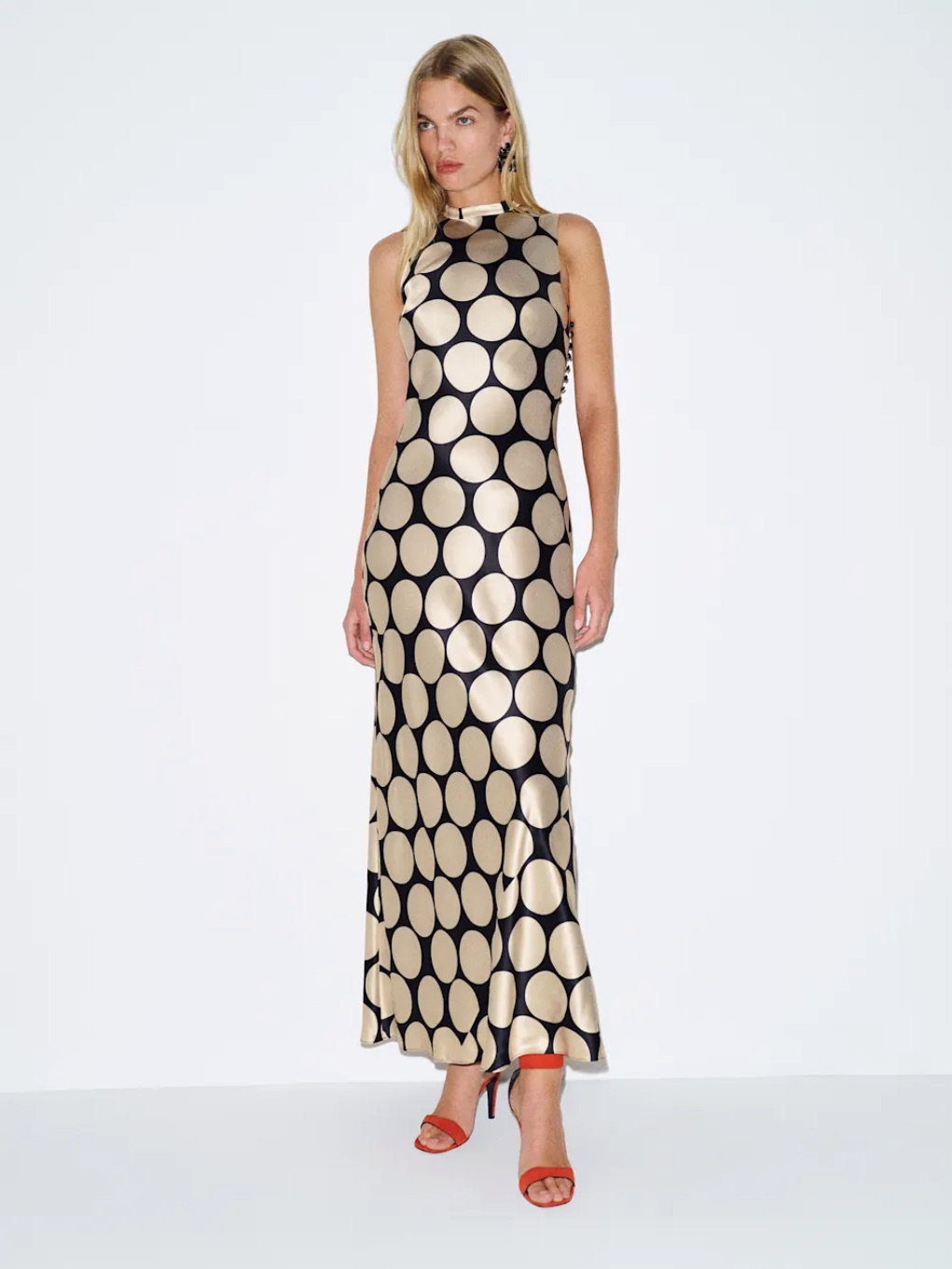 Reformation Yian Silk Dress In Full Moon Dot
